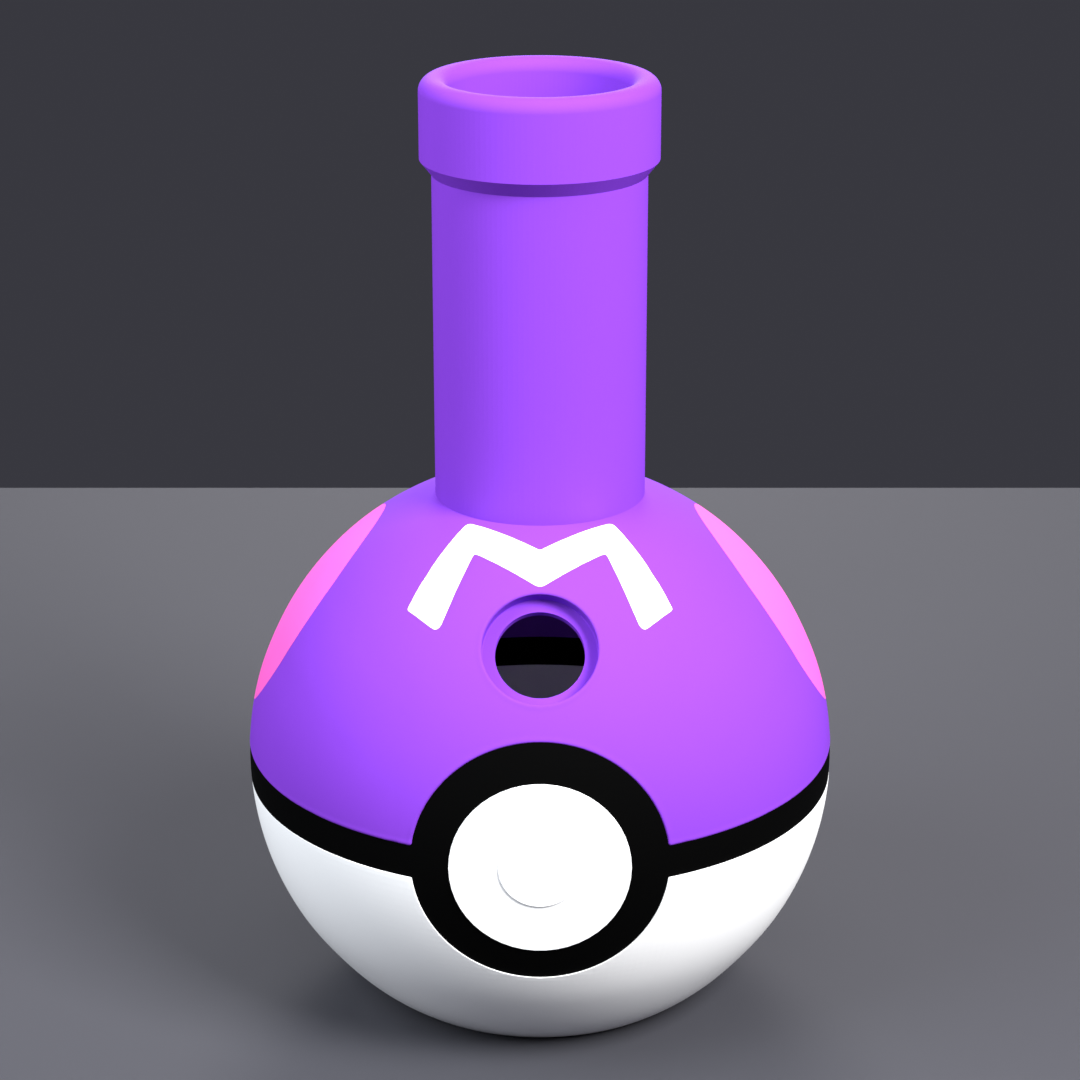 Master of Balls flower holder — front view, matte purple master ball vessel by KumoForge