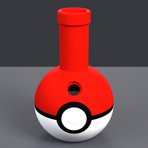 Reg Ball flower holder — front view, matte red and white pokeball vessel by KumoForge